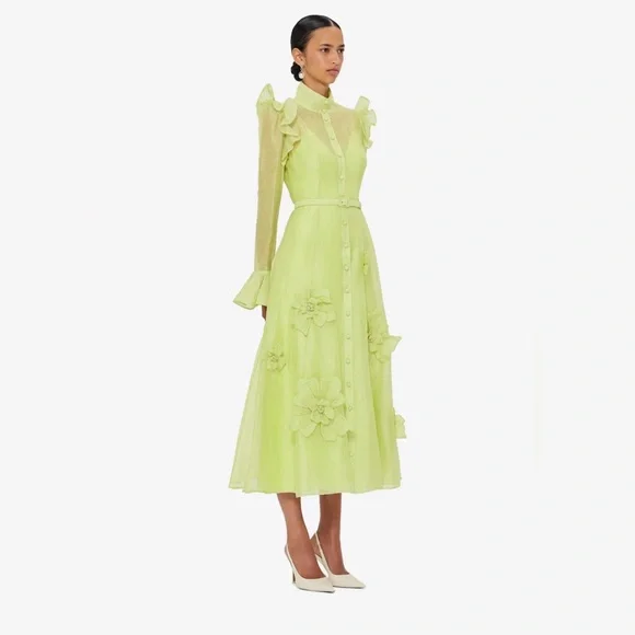 Leo Lin Katrina Petal Butterfly Sleeve Midi Dress - Picture 3 of 13